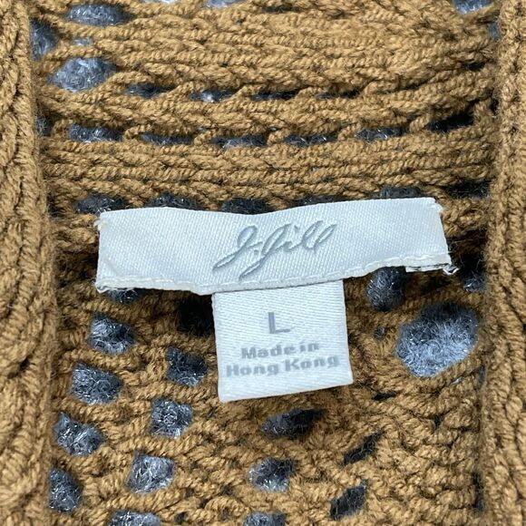 J Jill Cardigan Sweater Womens Large Shawl Front Crochet Belted Cotton Blend - Picture 7 of 10